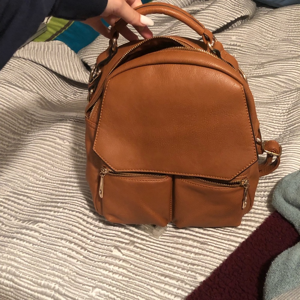 Faux leather backpack